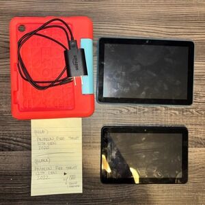 Amazon Fire Tablet Bundle 10th Gen 2020 Blue & 12th Gen 2022 Black w/ Kids Case